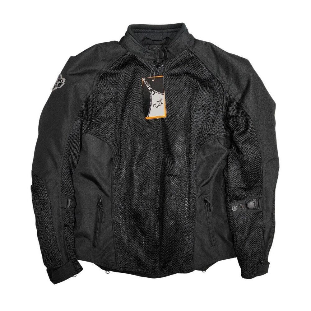 Viking Cycle Women's Black Mesh Motorcycle Jacket W/Adjustable Strap Sz L(21")